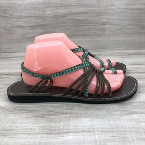 Plaka Sandals Women's 11 Hand Woven Flat Slip On Shoes